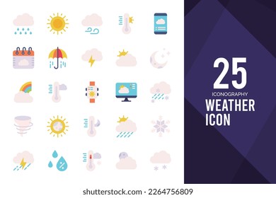 25 Weather Flat icon pack. vector illustration.