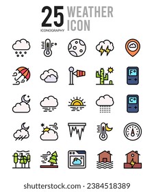 25 Wettersymbol-Paket. Vektorgrafik.