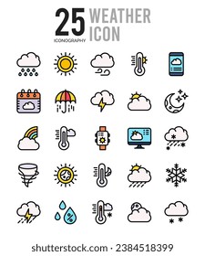 25 Weather icon pack. vector illustration.