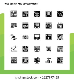 25 Web Design And Development Icon set. Solid Glyph Icon Vector Illustration Template For Web and Mobile. Ideas for business company.