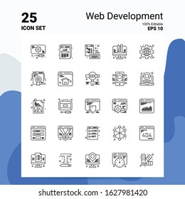 25 Web Development Icon Set. 100% Editable EPS 10 Files. Business Logo Concept Ideas Line icon design