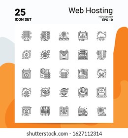 25 Web Hosting Icon Set. 100% Editable EPS 10 Files. Business Logo Concept Ideas Line icon design