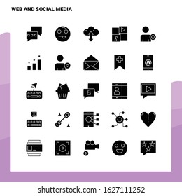 25 Web and Social Media Icon set. Solid Glyph Icon Vector Illustration Template For Web and Mobile. Ideas for business company.