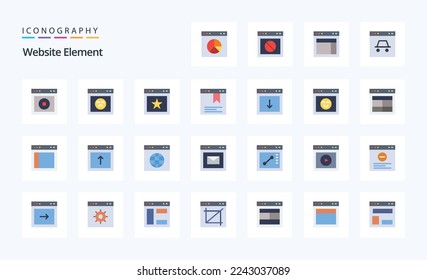 25 Website Element Flat color icon pack