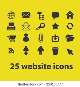 25 website, internet, page, interface concept - flat isolated icons, signs, illustrations set, vector
