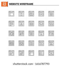 25 Website Wireframe icon set. vector background