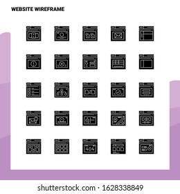 25 Website Wireframe Icon set. Solid Glyph Icon Vector Illustration Template For Web and Mobile. Ideas for business company.
