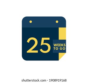 25 semanas para ir icono del calendario sobre fondo blanco