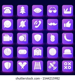 25 White 3D Icons on Gradient Background. Vector Office Icons for Web and Application design