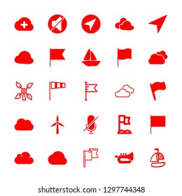 25 wind icons with cloudy day and adding to the cloud in this set