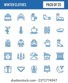 25 Winter Clothes Lineal Fill icons pack. vector illustration.