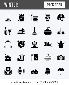 25 Winter Glyph icons pack. vector illustration.