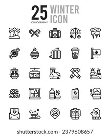 25 Winter. icons Pack. vector illustration.