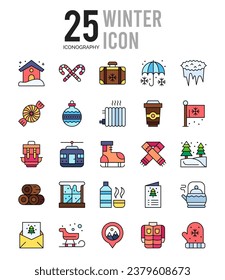 25 Winter. icons Pack. vector illustration.