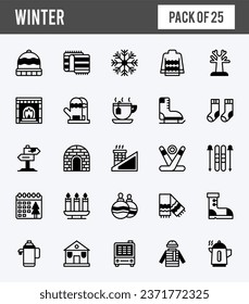 25 Winter Lineal Fill icons pack. vector illustration.