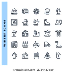 25 Winter Lineal icons pack. vector illustration.