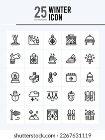 25 Winter Outline icons Pack vector illustration.