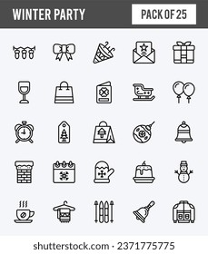 25 Winter Party Lineal Fill icons pack. vector illustration.