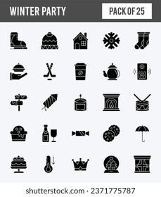 25 Winter Party Lineal Fill icons pack. vector illustration.