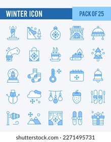 25 Winter. Two Color icons Pack. vector illustration.
