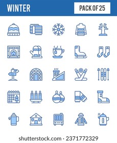 25 Winter Two Color icons pack. vector illustration.