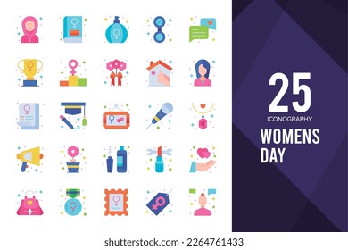 25 Women's Day Flat icon pack. vector illustration.