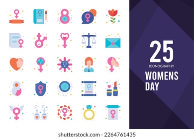 25 Women's Day Flat icon pack. vector illustration.