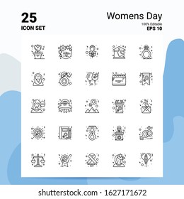 25 Womens Day Icon Set. 100% Editable EPS 10 Files. Business Logo Concept Ideas Line icon design