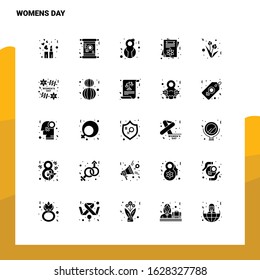 25 Womens Day Icon set. Solid Glyph Icon Vector Illustration Template For Web and Mobile. Ideas for business company.