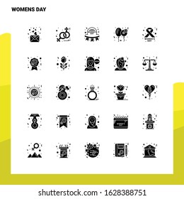 25 Womens Day Icon set. Solid Glyph Icon Vector Illustration Template For Web and Mobile. Ideas for business company.