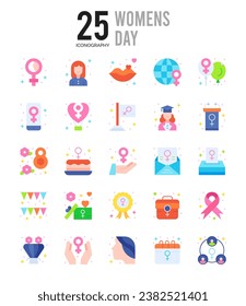 25 Women's Day. icons Pack. vector illustration.