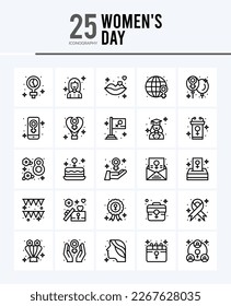 25 Women's Day Outline icons Pack vector illustration.