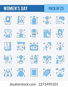 25 Women's Day. Two Color icons Pack. vector illustration.