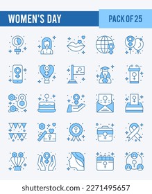 25 Women's Day. Two Color icons Pack. vector illustration.