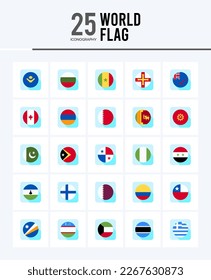 25 World Flags circle icons Pack vector illustration.