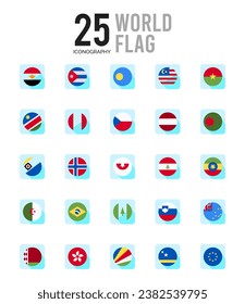 25 World Flags. icons Pack. vector illustration.