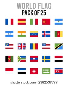 25 World Flags. icons Pack. vector illustration.