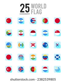 25 Banderas Mundiales. paquete de iconos. ilustración vectorial.