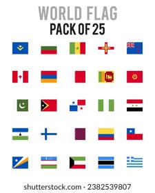 25 World Flags. icons Pack. vector illustration.
