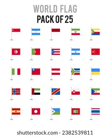 25 Weltflaggen. Icons Pack. Vektorgrafik.