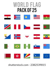 25 World Flags. icons Pack. vector illustration.