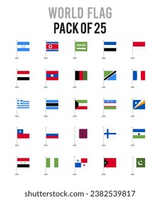 25 World Flags. icons Pack. vector illustration.