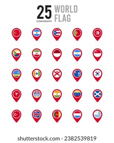 25 World Flags. icons Pack. vector illustration.