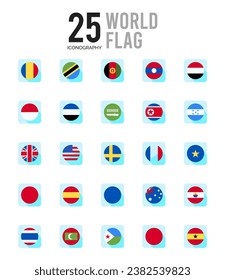 25 World Flags. icons Pack. vector illustration.