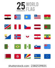 25 Banderas Mundiales. paquete de iconos. ilustración vectorial.