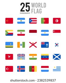 25 World Flags. icons Pack. vector illustration.