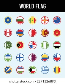 25 World Flags Rounded icons Pack vector illustration.