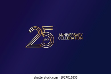25 year anniversary celebration Gold Line. logotype isolated on Blue background for celebration, invitation card, and greeting card-Vector svg