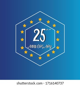 25 year anniversary celebration, vector design for celebrations, invitation cards and greeting cards