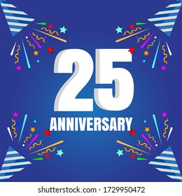 25 años de celebración, diseño vectorial para celebraciones, tarjetas de invitación y tarjetas de felicitación